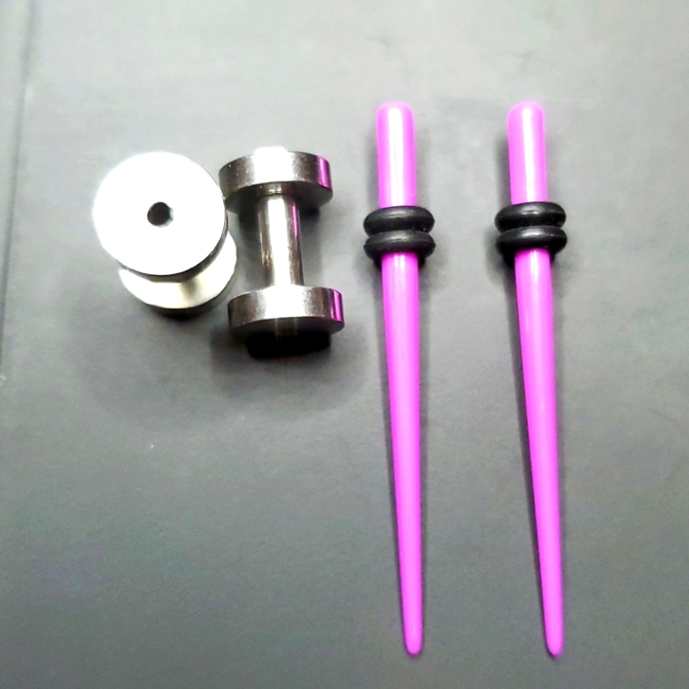 Tapers purple, ear plugs stainless steel body piercing 2mm